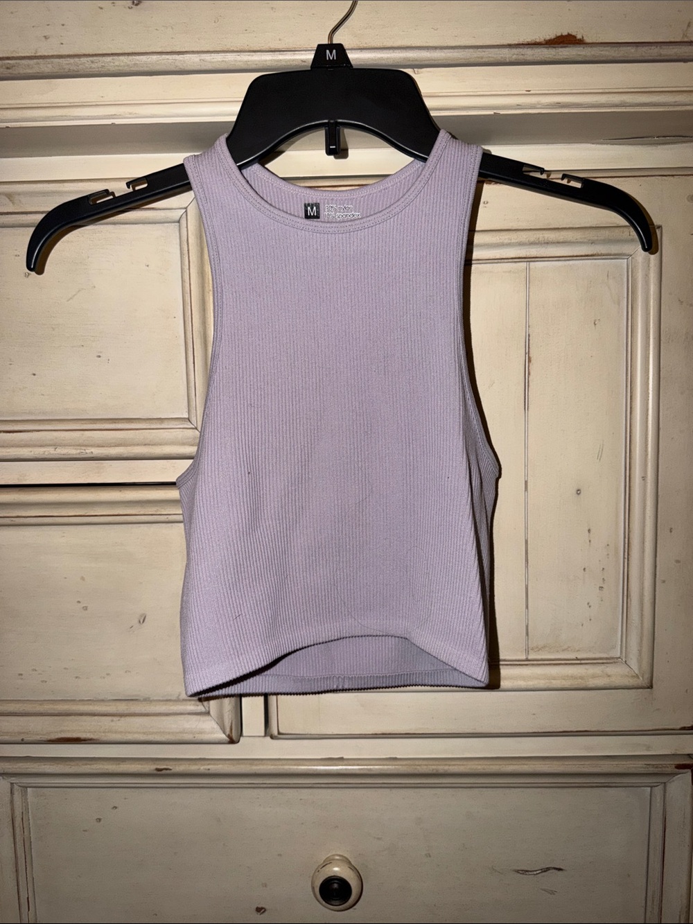 Ribbed Sleeveless Crop Tank Top - Lavender
